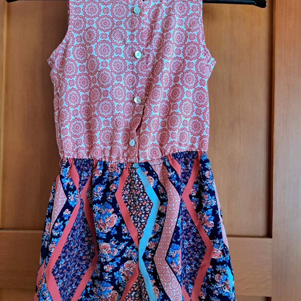 Lily Bleu Pink and Blue Patterned Kids Dress/shorts Size 6x